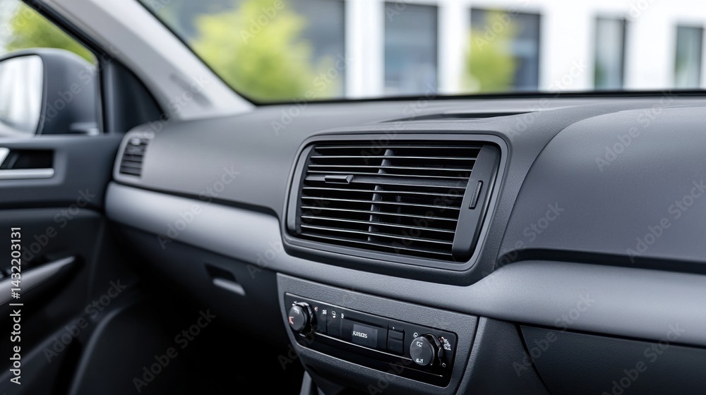 Car Interior with Air Vent and Control Panel Focused on Modern Design
