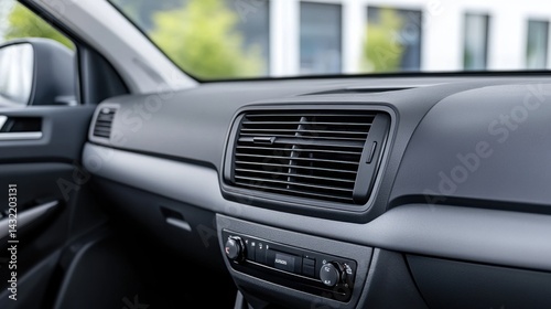 Obraz na płótnie Car Interior with Air Vent and Control Panel Focused on Modern Design w salonie