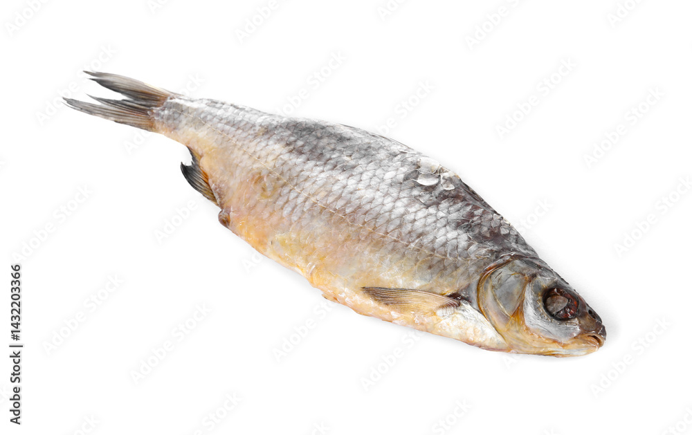 Dried salted roach fish isolated on white Dried salted roach fish isolated on white