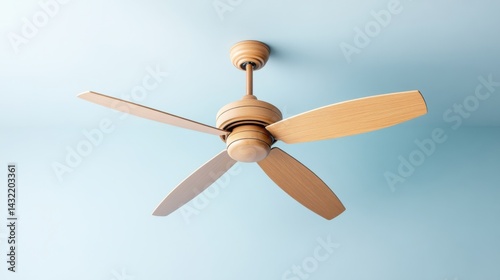 Obraz na płótnie Modern Ceiling Fan with Wood Blades in Bright Indoor Room w salonie