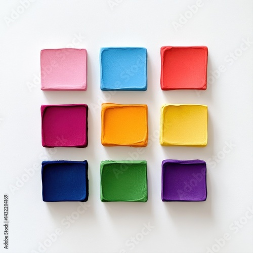 Obraz na płótnie Colorful Squares of Paint Organized in a Nine-Square Layout w salonie