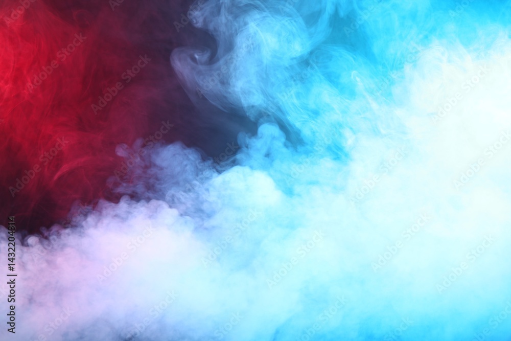 Naklejka premium Beautiful smoke in neon lights on dark background