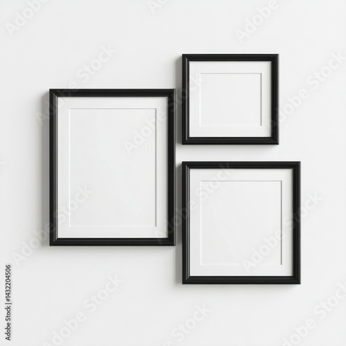 Obraz na płótnie Black Frames on White Wall for Minimalist Art Display Decoration w salonie