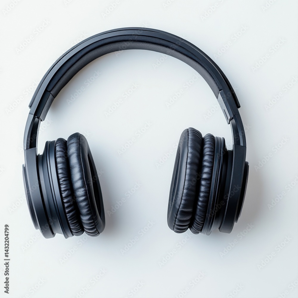 Black Over-Ear Headphones on a Light Background for Audio Lovers