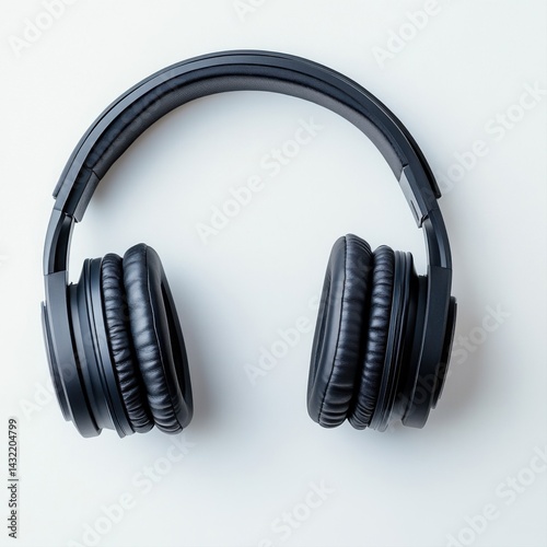 Obraz na płótnie Black Over-Ear Headphones on a Light Background for Audio Lovers w salonie