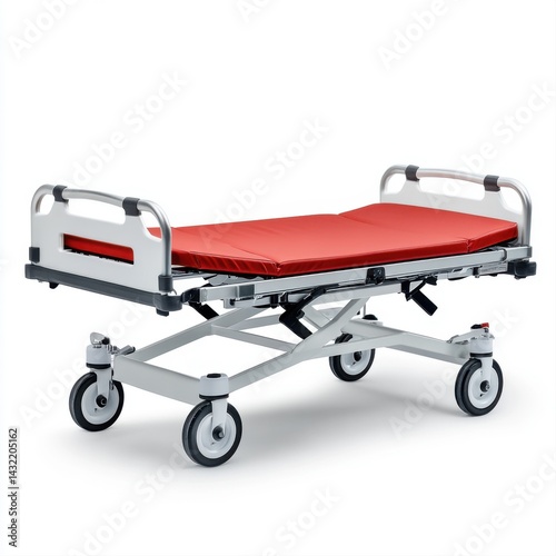 Obraz na płótnie Modern Hospital Stretching Bed with Bright Red Mattress Ready for Use w salonie