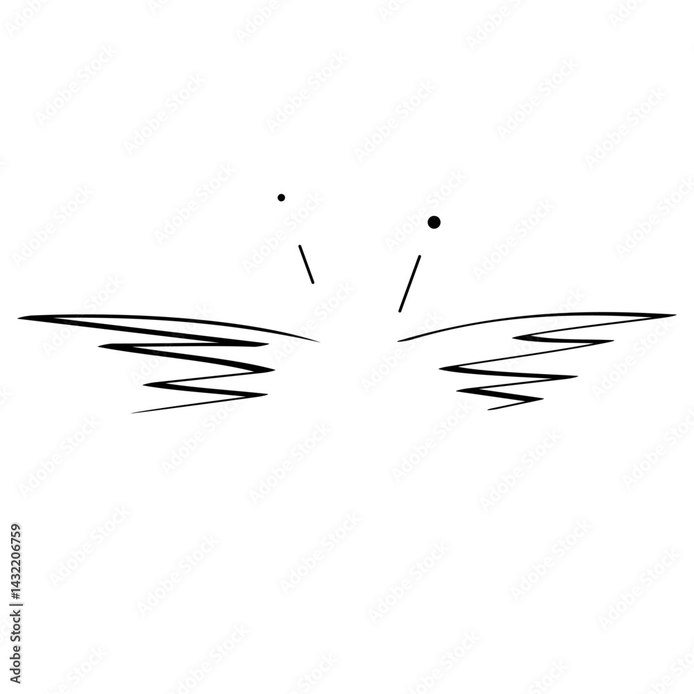 Abstract representation of a butterfly in minimalist style with lines and dots suggesting movement and elegance