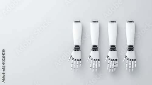 Obraz na płótnie Futuristic Robotic Hands Displayed Together on Minimalist Background w salonie