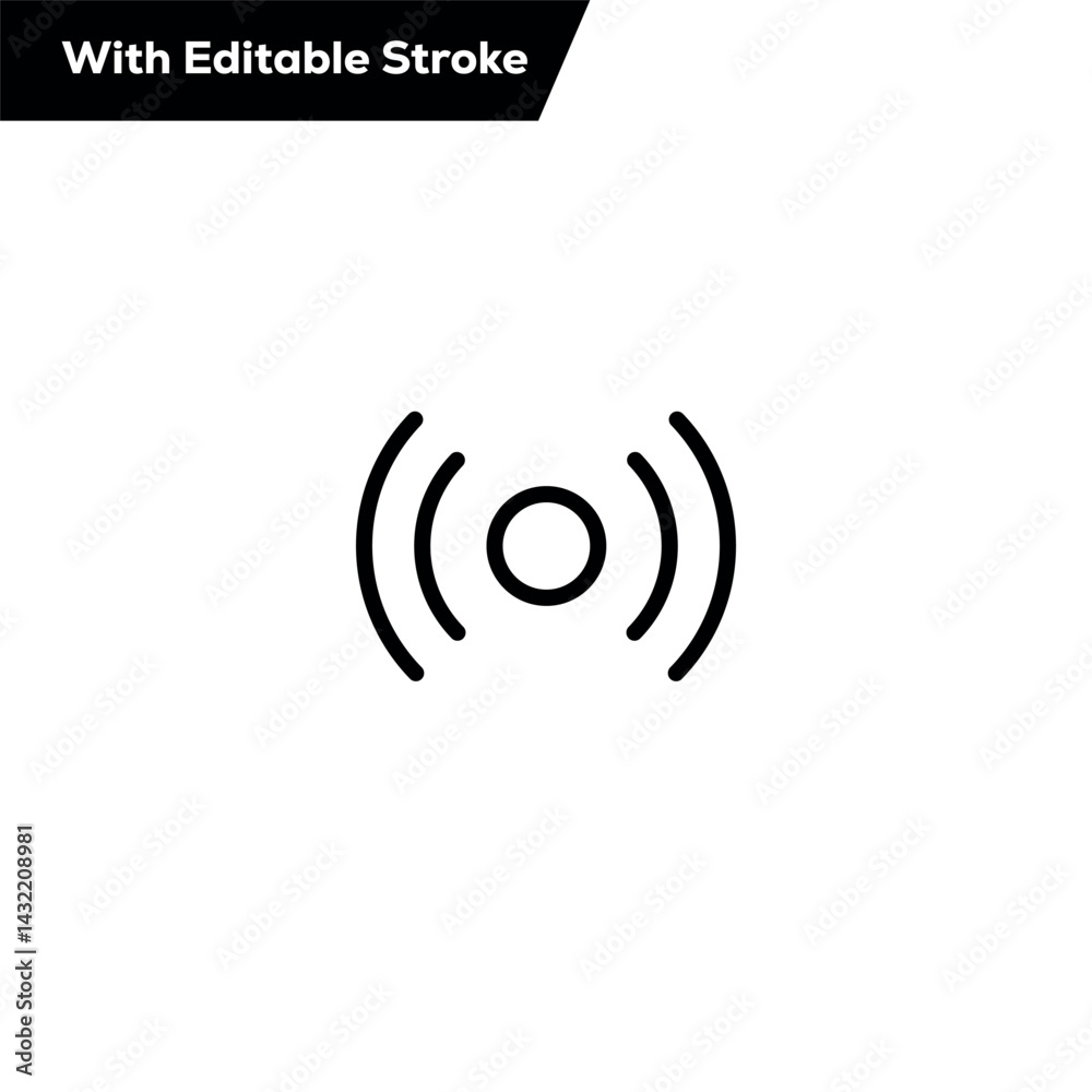 Minimalist Wireless Signal Icon – Broadcast and Connectivity Symbol with Editable Stroke Minimalist Wireless Signal Icon – Broadcast and Connectivity Symbol with Editable Stroke