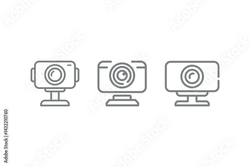 Webcam Icon Set – Minimalist Line Art for Video Call & Streaming