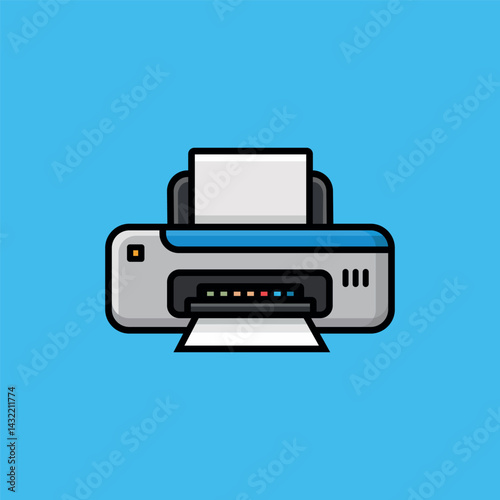 Color Printer Vector Icon – Modern Office Equipment Illustration