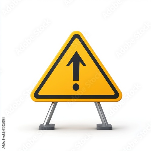 Obraz na płótnie Caution Sign with Up Arrow Indicating Caution in Bright Yellow Color w salonie