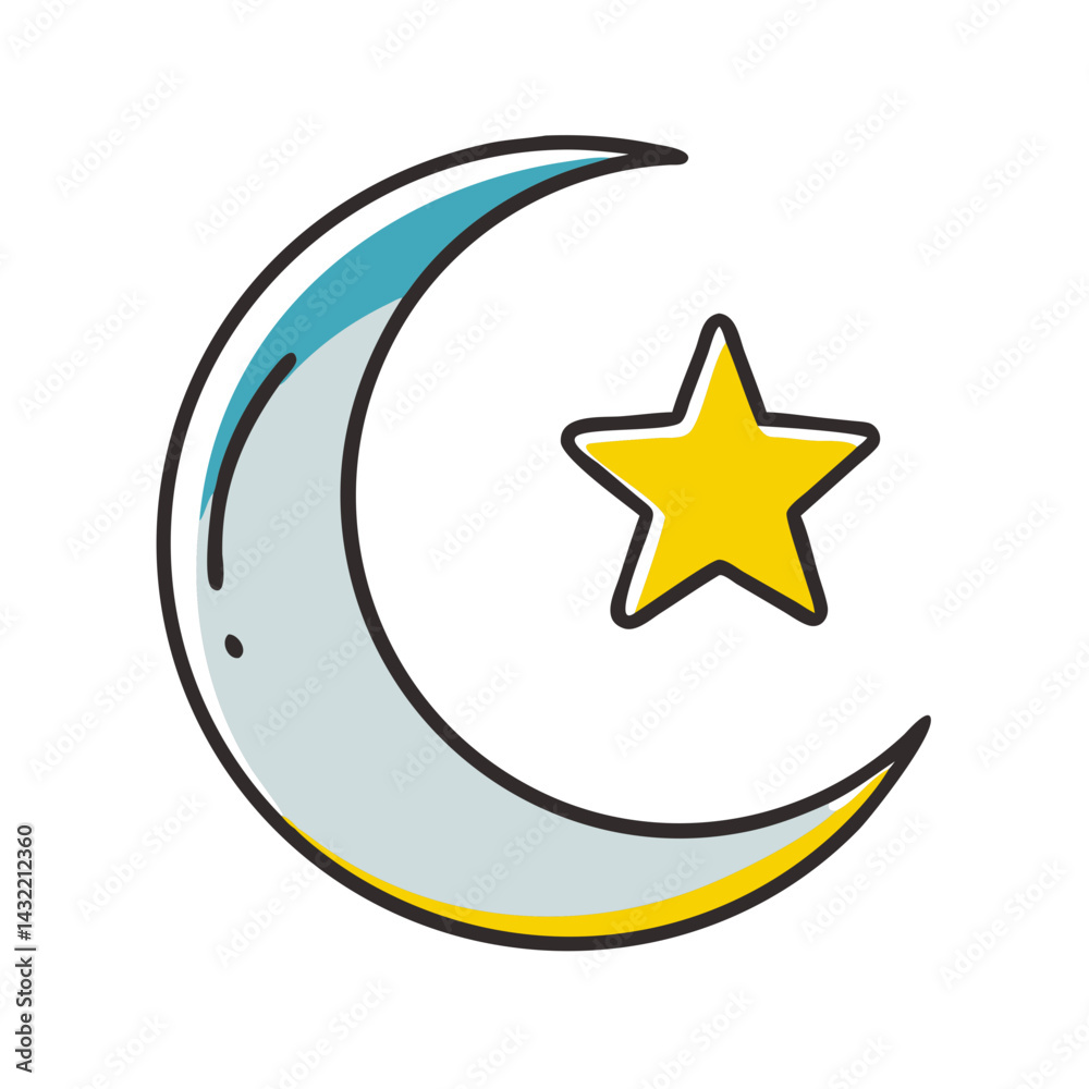 crescent moon and star icon, crescent moon and star vector illustration-simple illustration of crescent moon and star, perfect for crescent moon and star logos and icons crescent moon and star icon, crescent moon and star vector illustration-simple illustration of crescent moon and star, perfect for crescent moon and star logos and icons