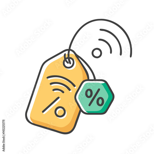 discount tag with wi fi symbol icon, discount tag with wi fi symbol vector