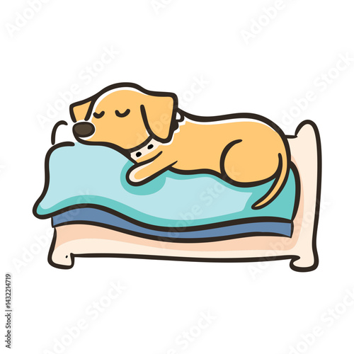 dog sleeping in bed icon, dog sleeping in bed vector illustration-simple illustration of dog sleeping in bed, perfect for dog sleeping in bed logos and icons