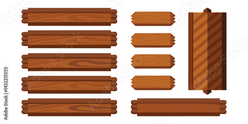 Isolated wooden planks Wood planking cute cartoon billboards Natural material bo
