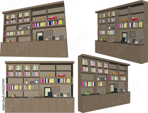 modern minimalist bookshelf furniture design illustration vector sketch 