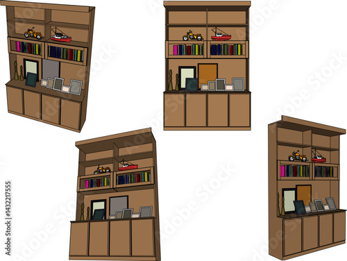 modern minimalist bookshelf furniture design illustration vector sketch  