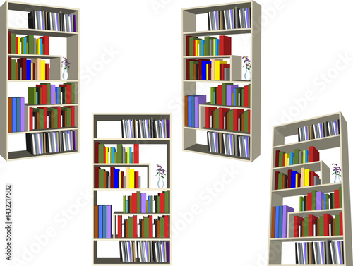 modern minimalist bookshelf furniture design illustration vector sketch.