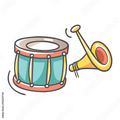 drum and bugle icon, drum and bugle vector illustration-simple illustration of drum and bugle, perfect for drum and bugle logos and icons