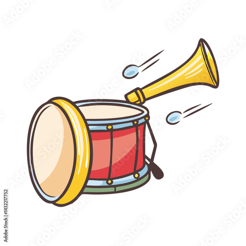 drum and bugle icon, drum and bugle vector illustration-simple illustration of drum and bugle, perfect for drum and bugle logos and icons