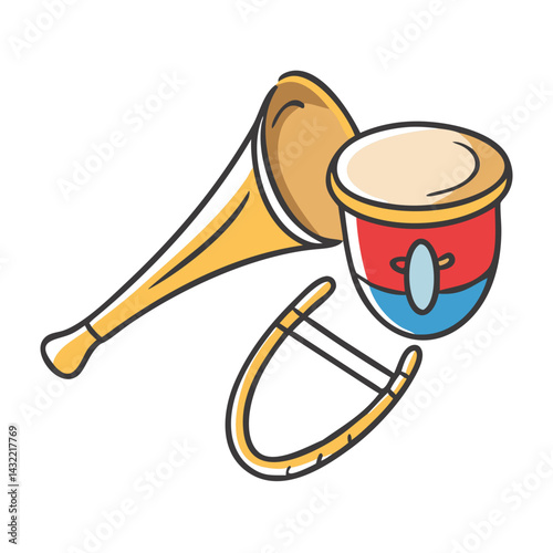 drum and bugle icon, drum and bugle vector illustration-simple illustration of drum and bugle, perfect for drum and bugle logos and icons