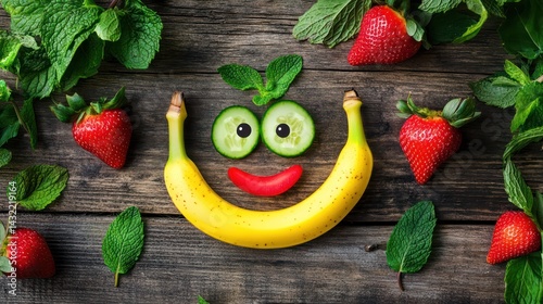 Fruit Face on Wooden Table (1)