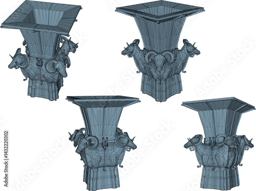 sketch vector illustration design of classic vintage decorative plant pot statue  