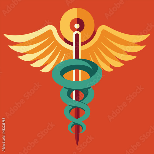 caduceus medical symbol vector art