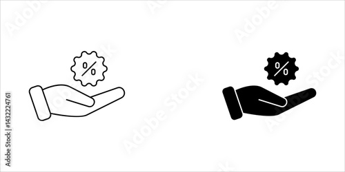 Discount icon, Percentage, financial percentage offer tag, Shopping Sale label, Black Friday coupon, promotion commission icon button, vector, sign, symbol, logo, illustration, editable stroke and fla