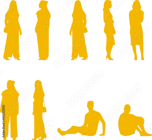 vector sketch illustration design silhouette of people doing activities  