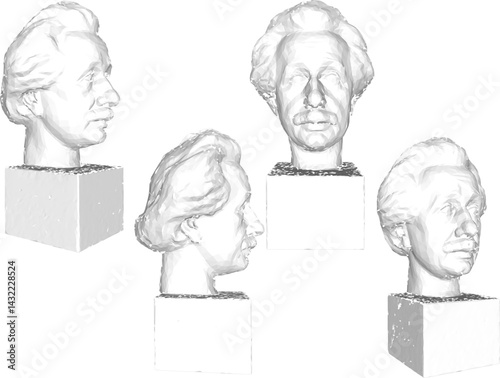 sketch vector illustration design statue philosopher thinker inventor classic vintage