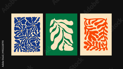 Trio of 90s retro posters with psychedelic groove style. Bold floral prints and abstract art, designed to bring a funky, colorful touch to kitchens, cafés, restaurants, or outdoor spaces. 