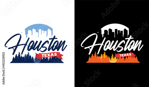 houston texas with city skyline silhouette