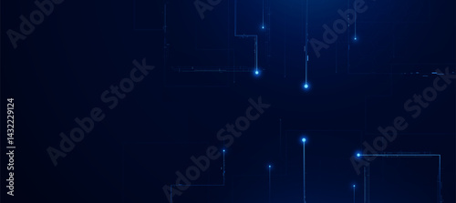 Technology innovation background. Futuristic digital cyber blue circuit lines, tech event poster or corporate business concept