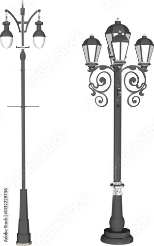 sketch vector illustration silhouette design classic vintage city park lamp ethnic europe