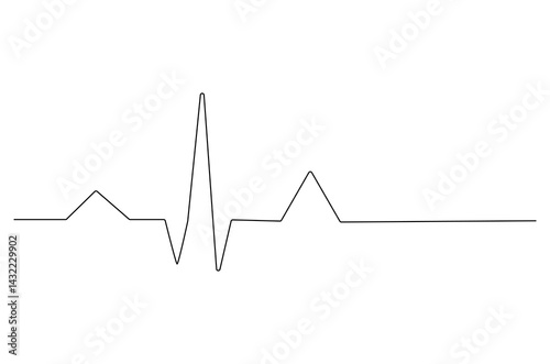 Continuous one line drawing of Heartbeat. Single line drawing illustration of ECG or EKG Cardio graph. Medical cardiology concept vector art. Doodle line illustration.
