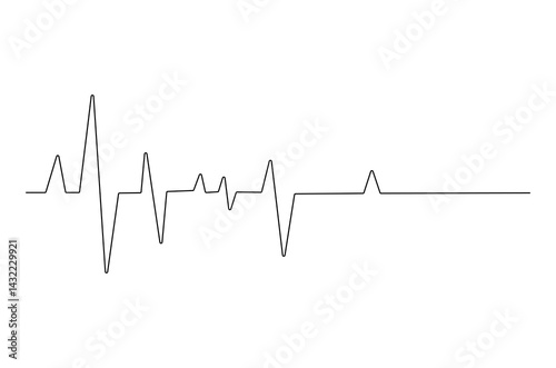 Continuous one line drawing of Heartbeat. Single line drawing illustration of ECG or EKG Cardio graph. Medical cardiology concept vector art. Doodle line illustration.