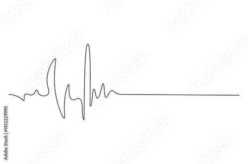 Continuous one line drawing of Heartbeat. Single line drawing illustration of ECG or EKG Cardio graph. Medical cardiology concept vector art. Doodle line illustration.