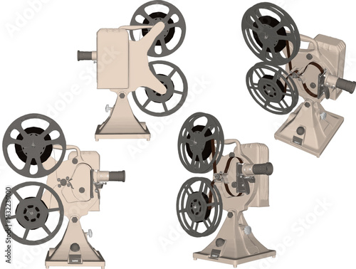 sketch vector illustration silhouette design old classic vintage projector camera old-time cinema building