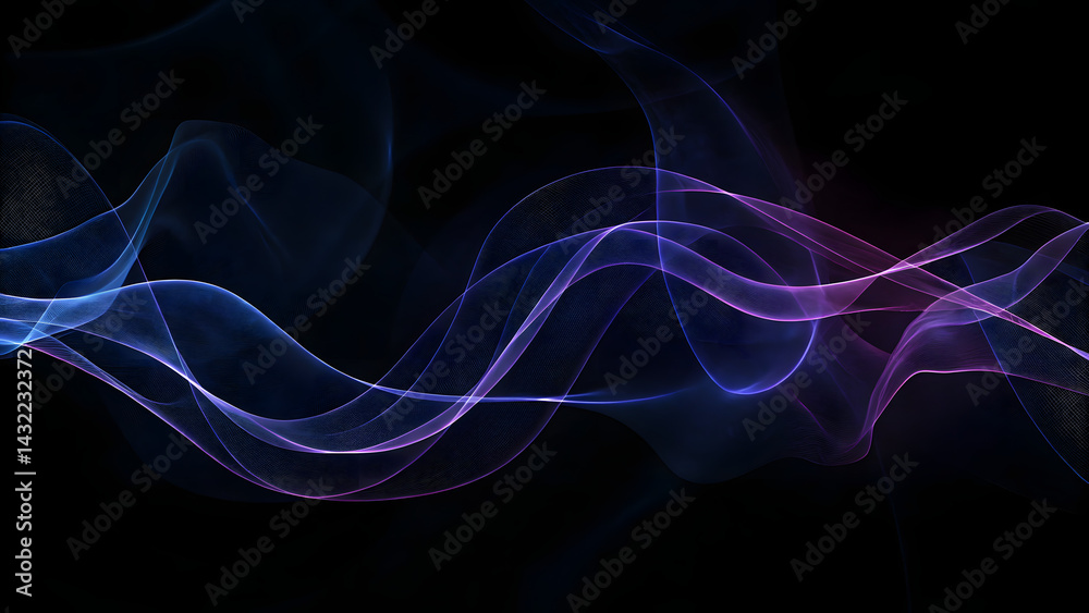 Smooth flowing smoke waves blue