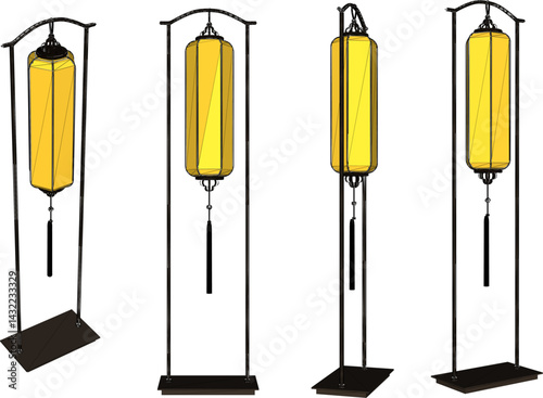 vector sketch illustration design of classic ethnic traditional vintage lantern lamp  