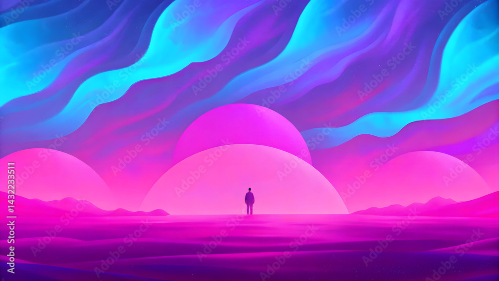 Soft pastel art with fluid shapes and