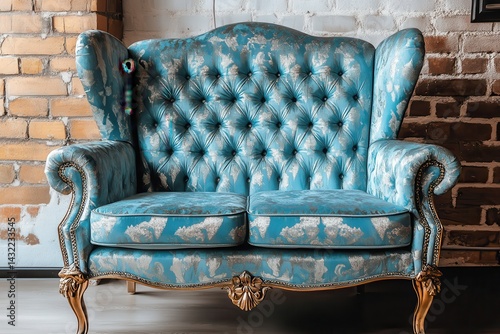 Vintage teal loveseat armchair