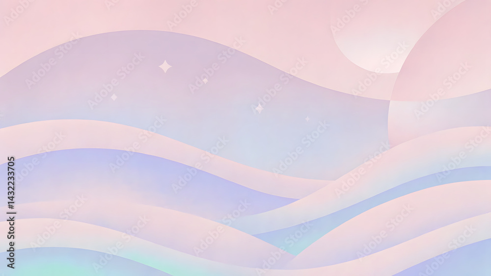 Soft pastel art with fluid shapes and