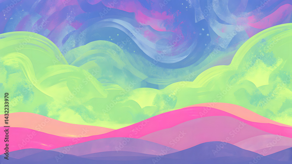 Soft pastel art with fluid shapes and