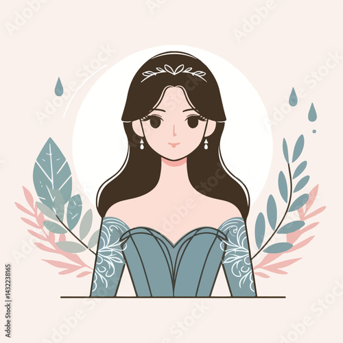 vector image of woman wearing beautiful dress