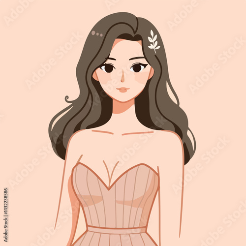 vector image of woman wearing beautiful dress