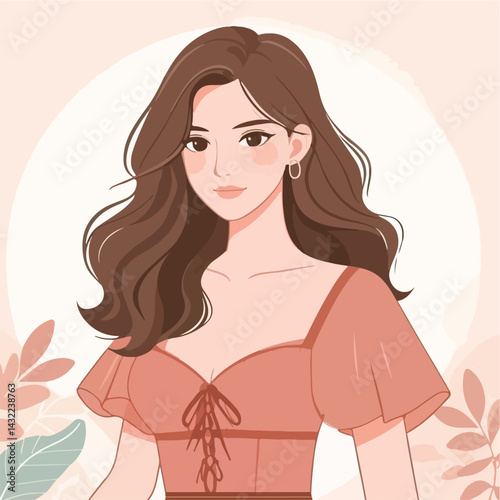 vector image of woman wearing beautiful dress