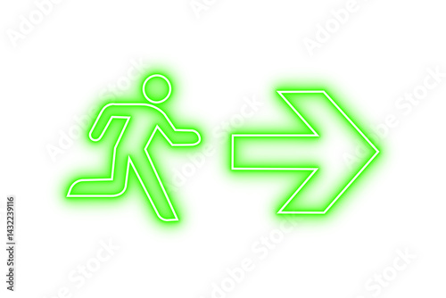 neon emergency exit sign no background